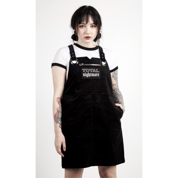 Disturbia Total Nightmare Corduroy Pinafore Dress - Picture 2 of 7